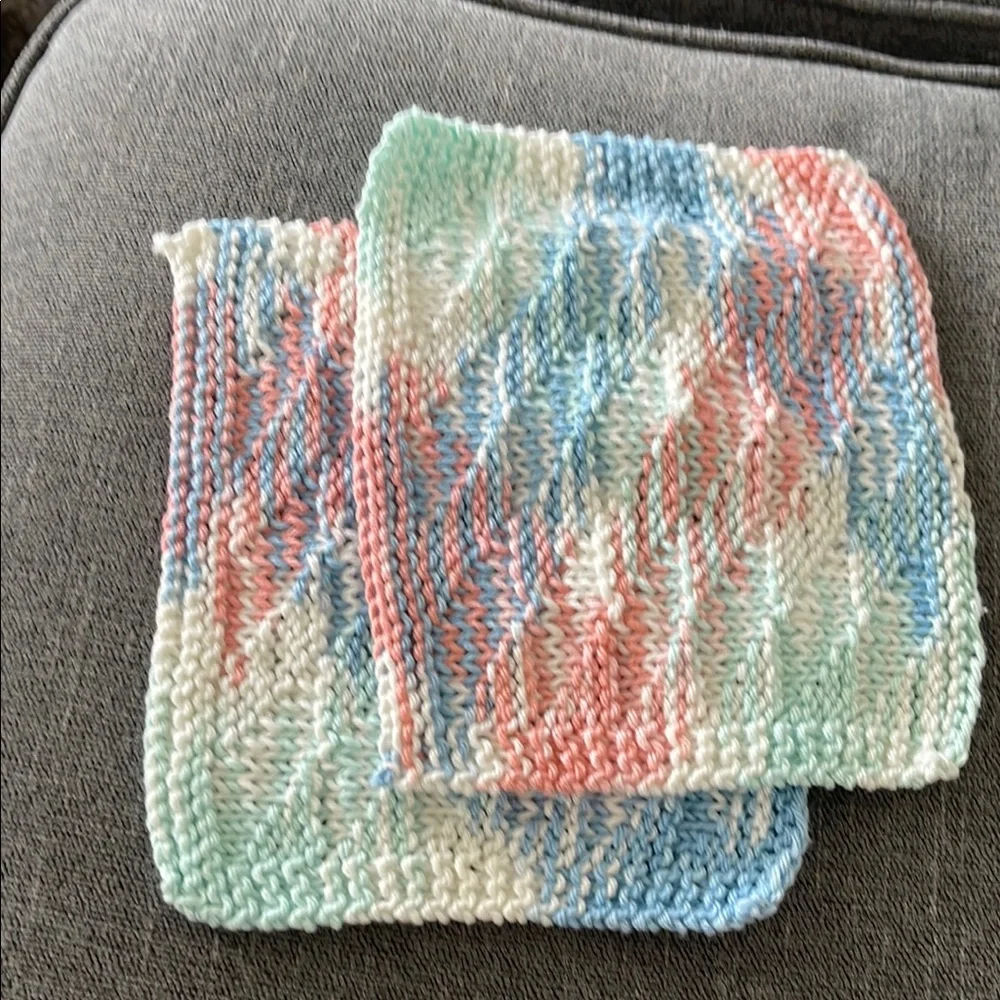 Handmade knitted pastel washcloths/dishcloths
